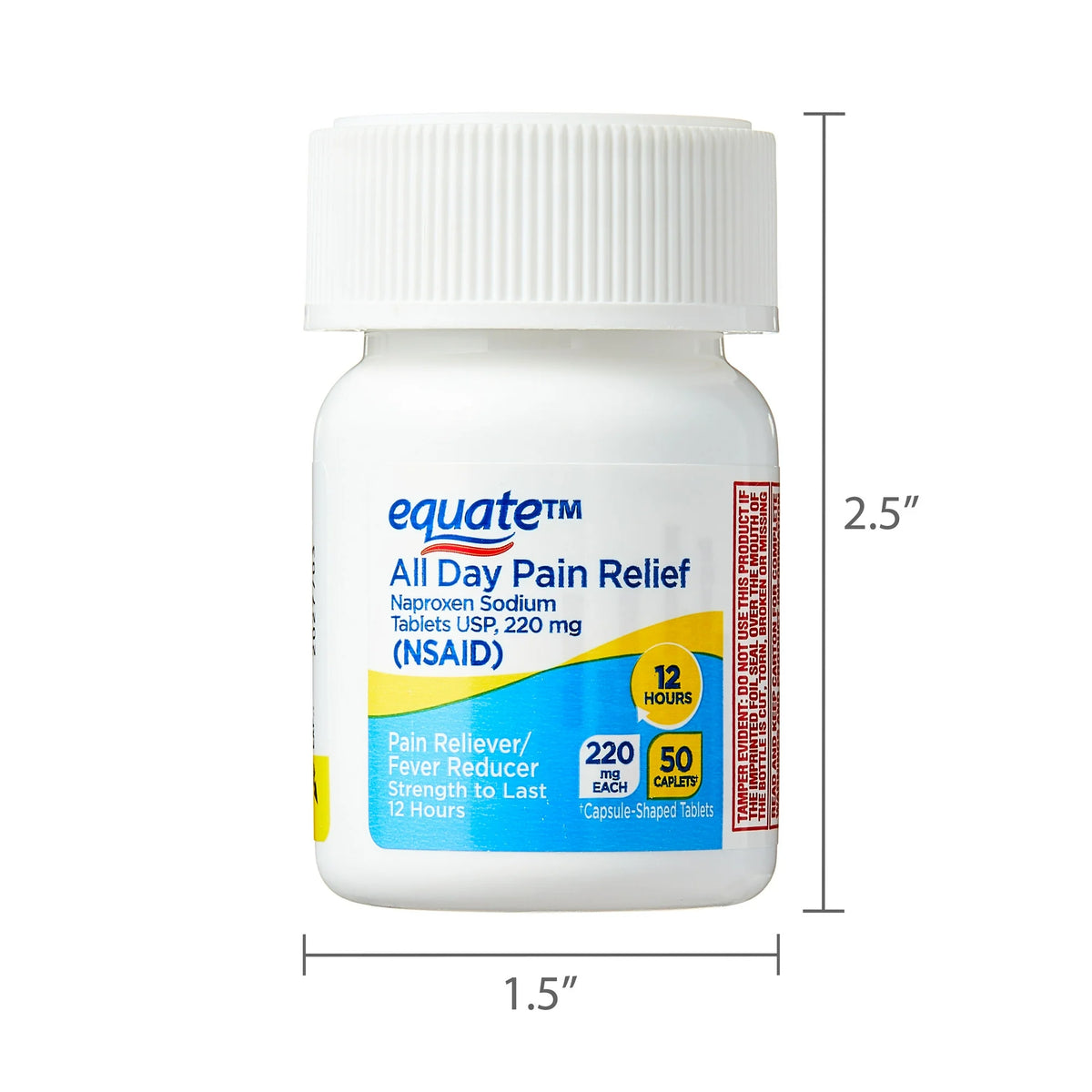 Equate All Day Pain Relief Naproxen Sodium Caplets, 220 mg, 50 Count