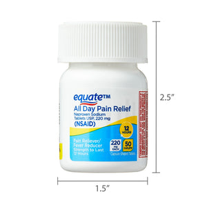 Equate All Day Pain Relief Naproxen Sodium Caplets, 220 mg, 50 Count