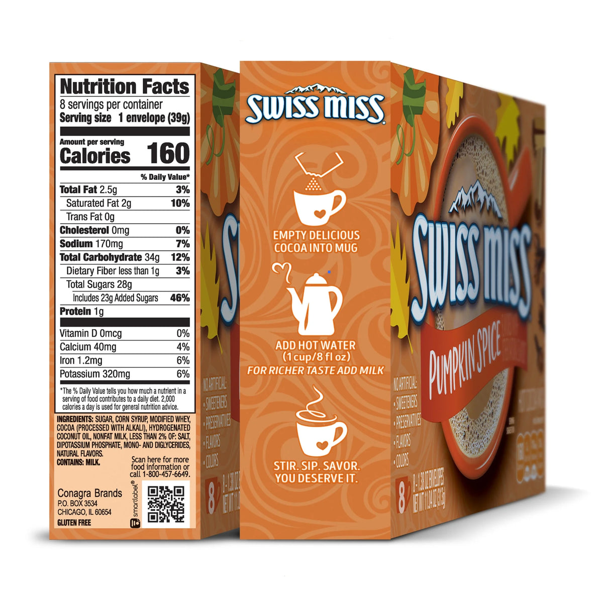 Swiss Miss Pumpkin Spice Flavored Hot Cocoa Mix, 1.38 oz., 8-Count Envelopes