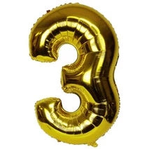 Gold Foil Number Foil Balloon  #"3"