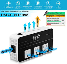 Load image into Gallery viewer, Power 230-Watt Step Down 220V to 110V Voltage Converter &amp; International Travel Adapter
