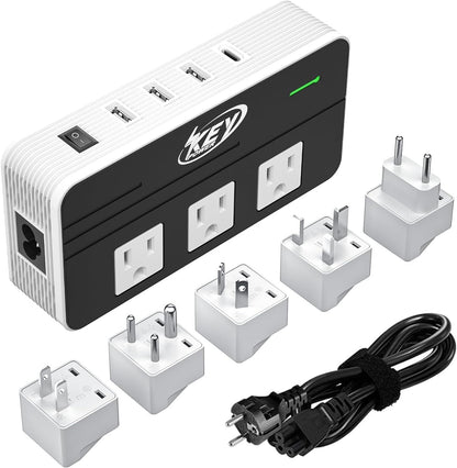Power 230-Watt Step Down 220V to 110V Voltage Converter & International Travel Adapter