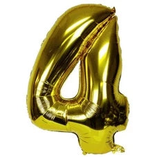 Gold Foil Number Foil Balloon  #"4"