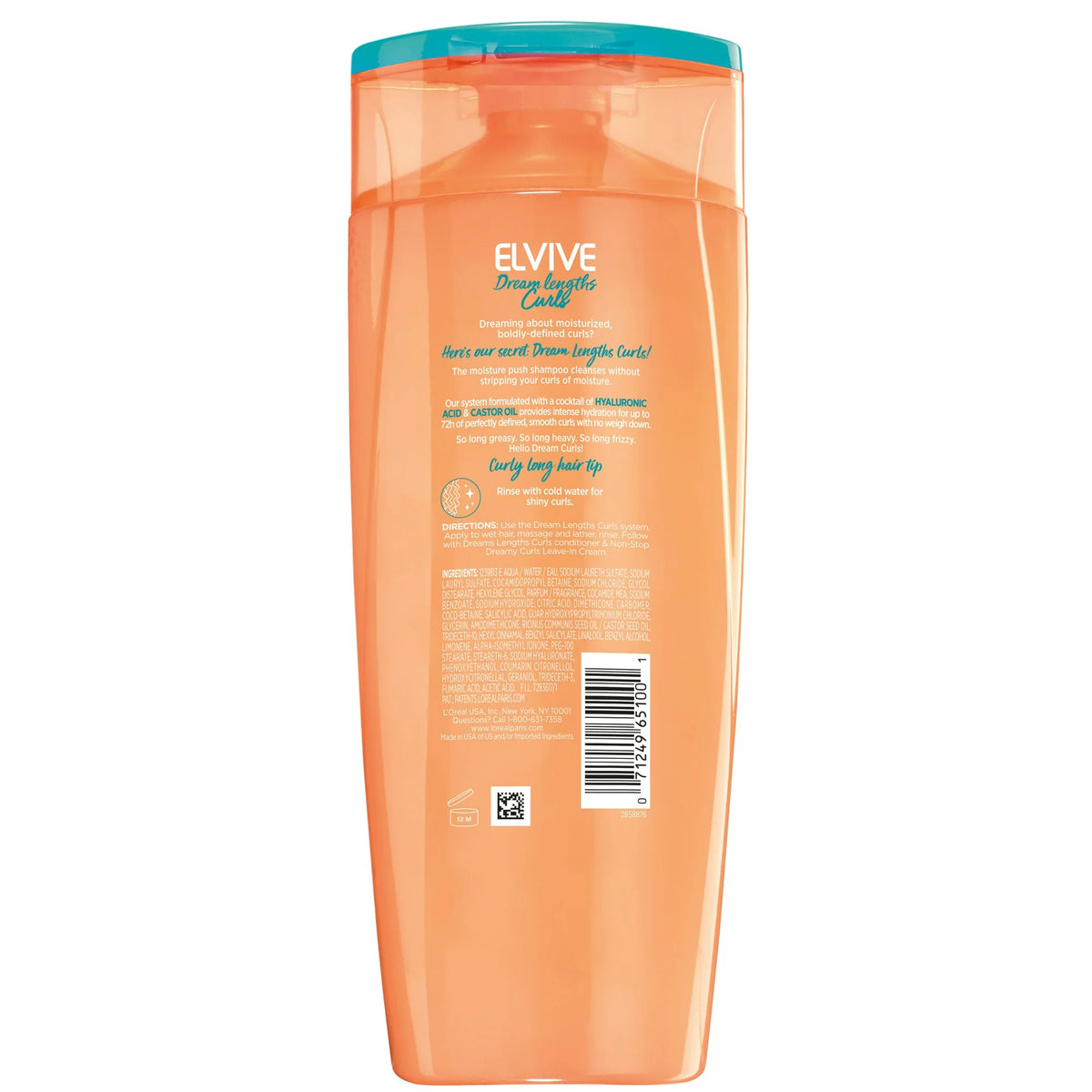 L'oreal Paris Elvive Dream Lengths Curl Shampoo, 12.6 fl oz - 375ml