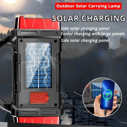 Versatile Solar-Powered Flashlight with 1500mAh Rechargeable Battery, USB Charging & Red Light - Perfect for Camping, Fishing & Outdoor Adventures
