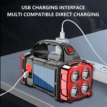 Load image into Gallery viewer, Versatile Solar-Powered Flashlight with 1500mAh Rechargeable Battery, USB Charging &amp; Red Light - Perfect for Camping, Fishing &amp; Outdoor Adventures

