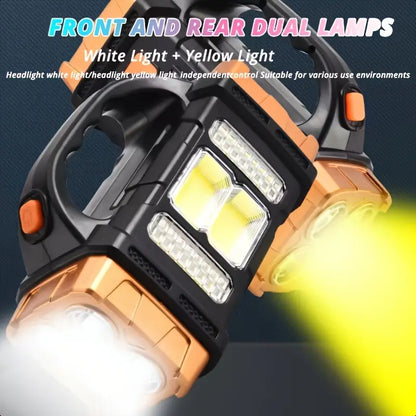 Versatile Solar-Powered Flashlight with 1500mAh Rechargeable Battery, USB Charging & Red Light - Perfect for Camping, Fishing & Outdoor Adventures