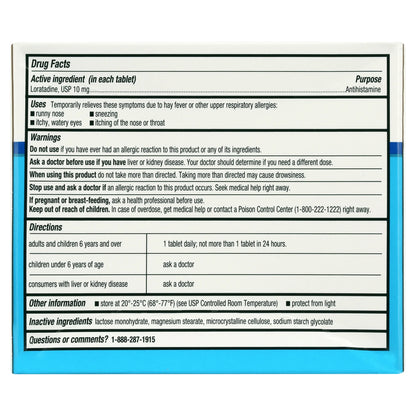 Equate Allergy Relief Loratadine Tablets 10 mg, Antihistamine, 10 Count