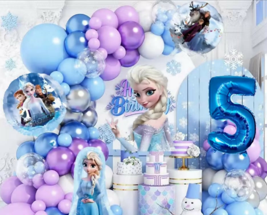 1 Set Frozen Themes Balloon Blue, Purple Balloon Garland