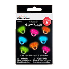 Load image into Gallery viewer, Multicolor Plastic Glow Ring Party Favors, 8 Pieces, by Way To Celebrate
