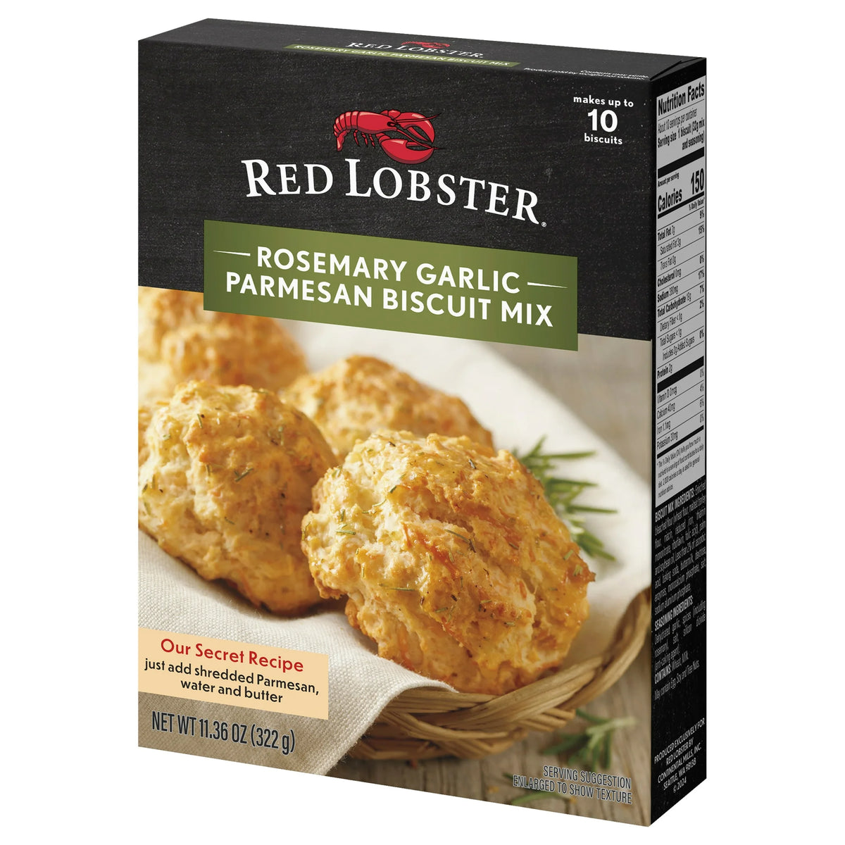 Red Lobster Rosemary Parmesan Biscuit Mix, Makes 10 Biscuits, 11.36 oz Box