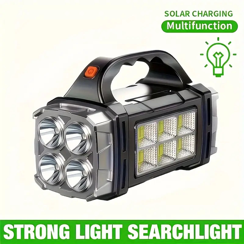 Versatile Solar-Powered Flashlight with 1500mAh Rechargeable Battery, USB Charging & Red Light - Perfect for Camping, Fishing & Outdoor Adventures