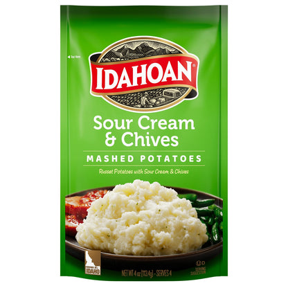 Idahoan Sour Cream & Chives Mashed Potatoes, 4 oz Pouch