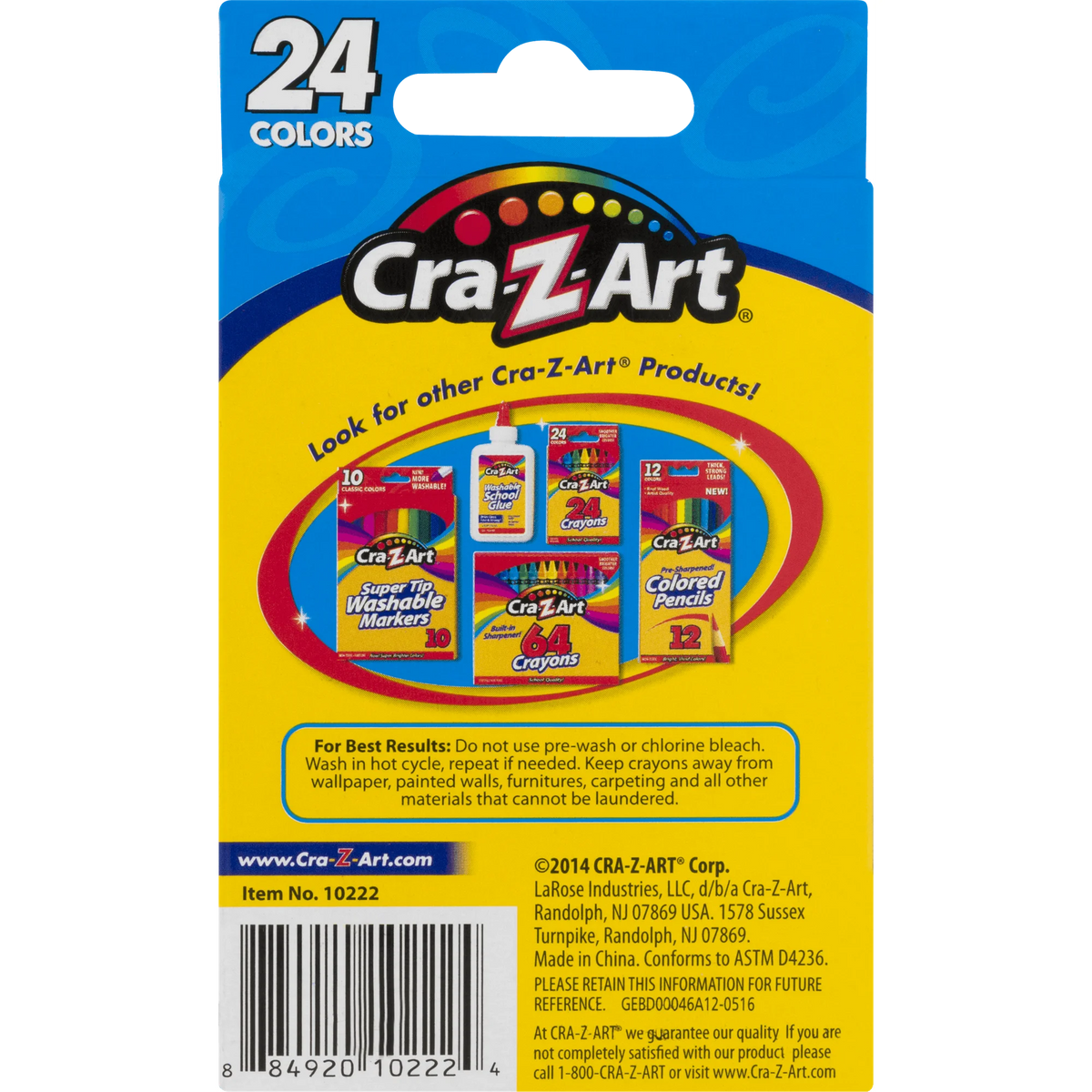 Cra-Z-Art Washable Crayons, 24 Count