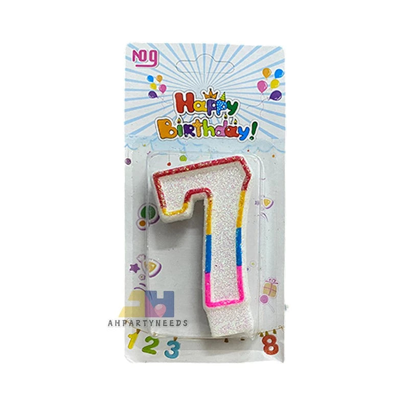 Glitter Coloful Number Candle Happy Birthday Cake Candle Decoration#7