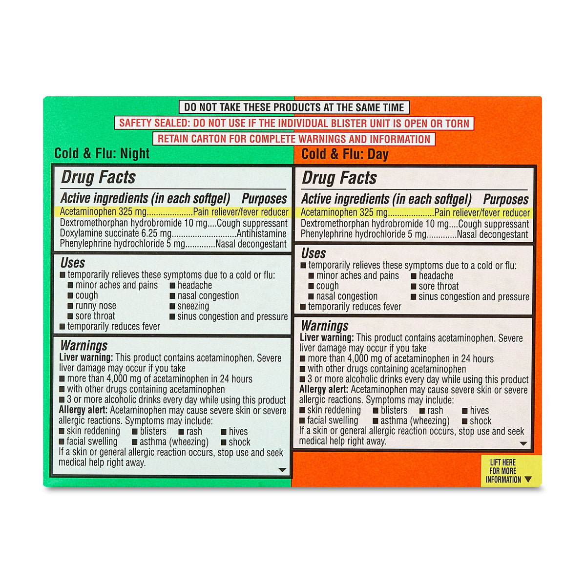 Equate Daytime & Nighttime Cold & Flu Softgels, 20 Count