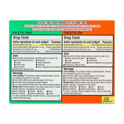 Equate Daytime & Nighttime Cold & Flu Softgels, 20 Count