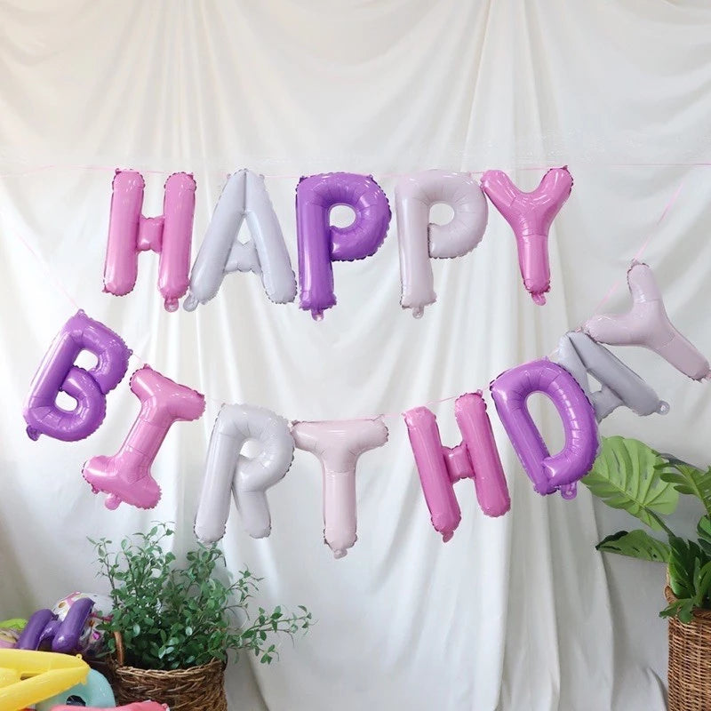 1 set Happy birthday Foil balloon Birthday Party Decoration Free String