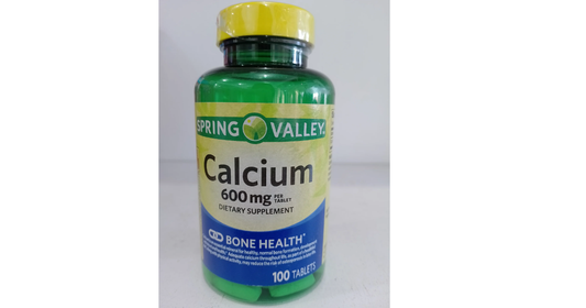 Spring Valley Calcium Bone Health Dietary Supplement Tablets, 600 mg, 100 Count