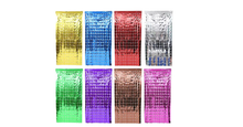 Load image into Gallery viewer, Square Shape Tinsel Foil Fringe Curtain for Party/pink/gold/sky blue
