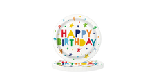 Load image into Gallery viewer, Stars Happy Birthday Disposable Paper Plates, 9", Multicolor, 10 Pieces, by Way To Celebrate
