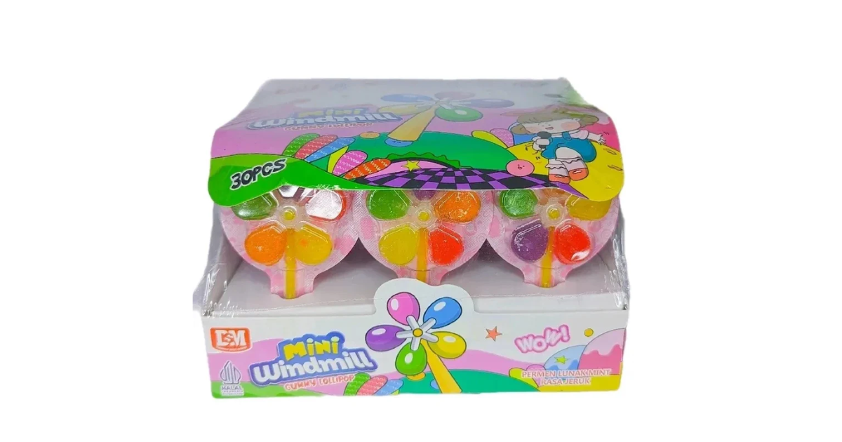 Windmill Gummy Lollipop Candy Wheel Fan