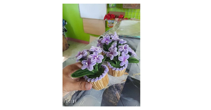 pipe cleaner or fuzzy wire flowers bouquet mini pot in flower vase