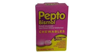 Pepto Bismol Chewable Tablets, Indigestion and Anti-Diarrhea Stomach Relief, Original, 30 Count
