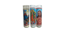 Load image into Gallery viewer, Religious Candles Sacred Heart Of Jesus and virgin de Guadalupe candles
