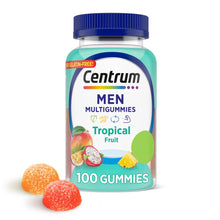 Load image into Gallery viewer, Centrum Multigummies Men&#39;s Multivitamin Gummy Vitamins, Tropical Fruit, 100 Count
