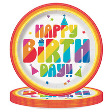 Load image into Gallery viewer, Happy Birthday Disposable Paper Plates, 9&quot;, Multicolor, 10 Pieces, by Way To Celebrate
