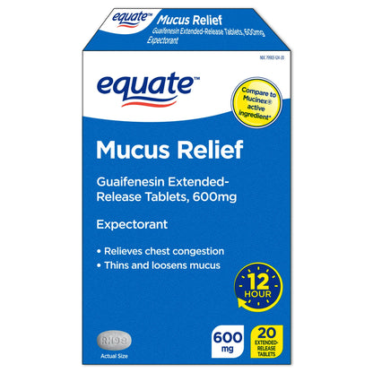Equate Mucus ER Extended-Release Tablets, 600 mg, 20 Count