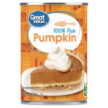 Load image into Gallery viewer, Great Value 100% Pure Pumpkin, 15 oz
