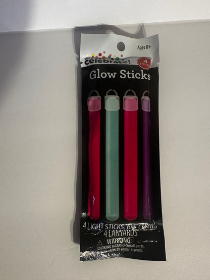 Purple/Pink/Blue Glow Sticks, 6", 4 Pieces, by Way To Celebrate