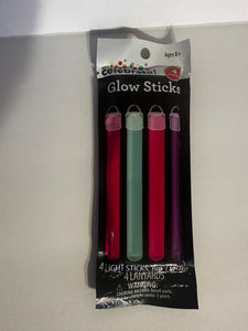 Purple/Pink/Blue Glow Sticks, 6", 4 Pieces, by Way To Celebrate