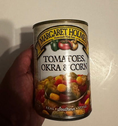 Margaret Holmes Tomatoes, Okra, And Corn, 14.5 oz. 411g