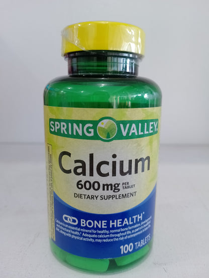 Spring Valley Calcium Bone Health Dietary Supplement Tablets, 600 mg, 100 Count
