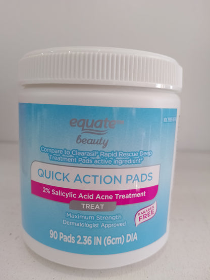 Equate Acne Pads, Quick Action - Maximum Strength Wipes, Paraben Free, 90 Count
