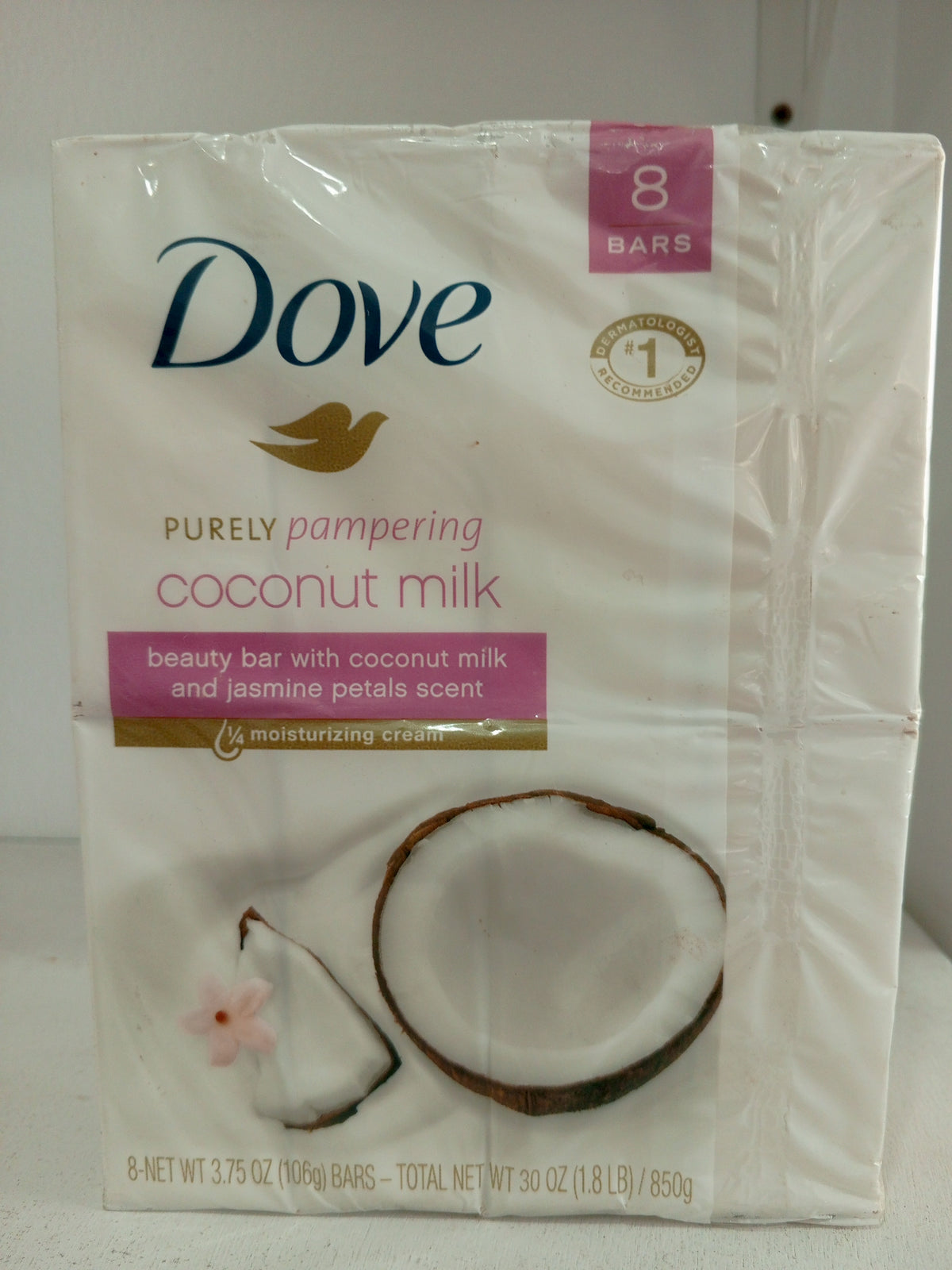 Dove Purely Pampering Beauty Bar, Coconut Milk 4 oz, 8 Bar