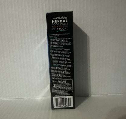 Brush Buddies Charcoal Infused Herbal Toothpaste, 3.5-oz. Tubes