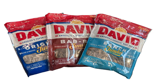 David Original Jumbo Sunflower Seeds, 3.75 oz. Bags 106g  Made in USA