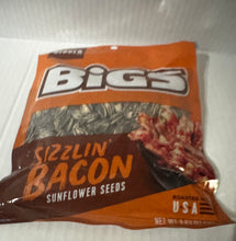 Load image into Gallery viewer, Bigs Sizzlin&#39; Bacon Flavored Sunflower Seeds, 3.63 oz. Bags
