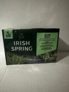 Irish Spring Aloe Mist Deodorant Bar Soap for Men, All Skin Types, 3.7 Ounce, 4 Bar Pack