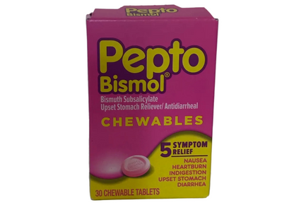 Pepto Bismol Chewable Tablets, Indigestion and Anti-Diarrhea Stomach Relief, Original, 30 Count