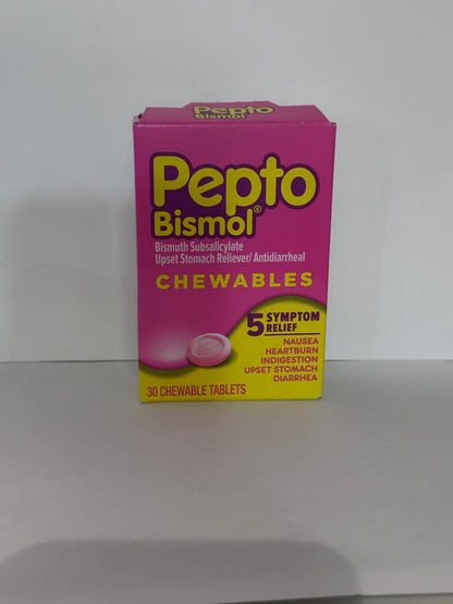 Pepto Bismol Chewable Tablets, Indigestion and Anti-Diarrhea Stomach Relief, Original, 30 Count