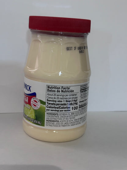 McCormick Mayonesa (Mayonnaise) With Lime Juice, 14.0 fl oz Jar