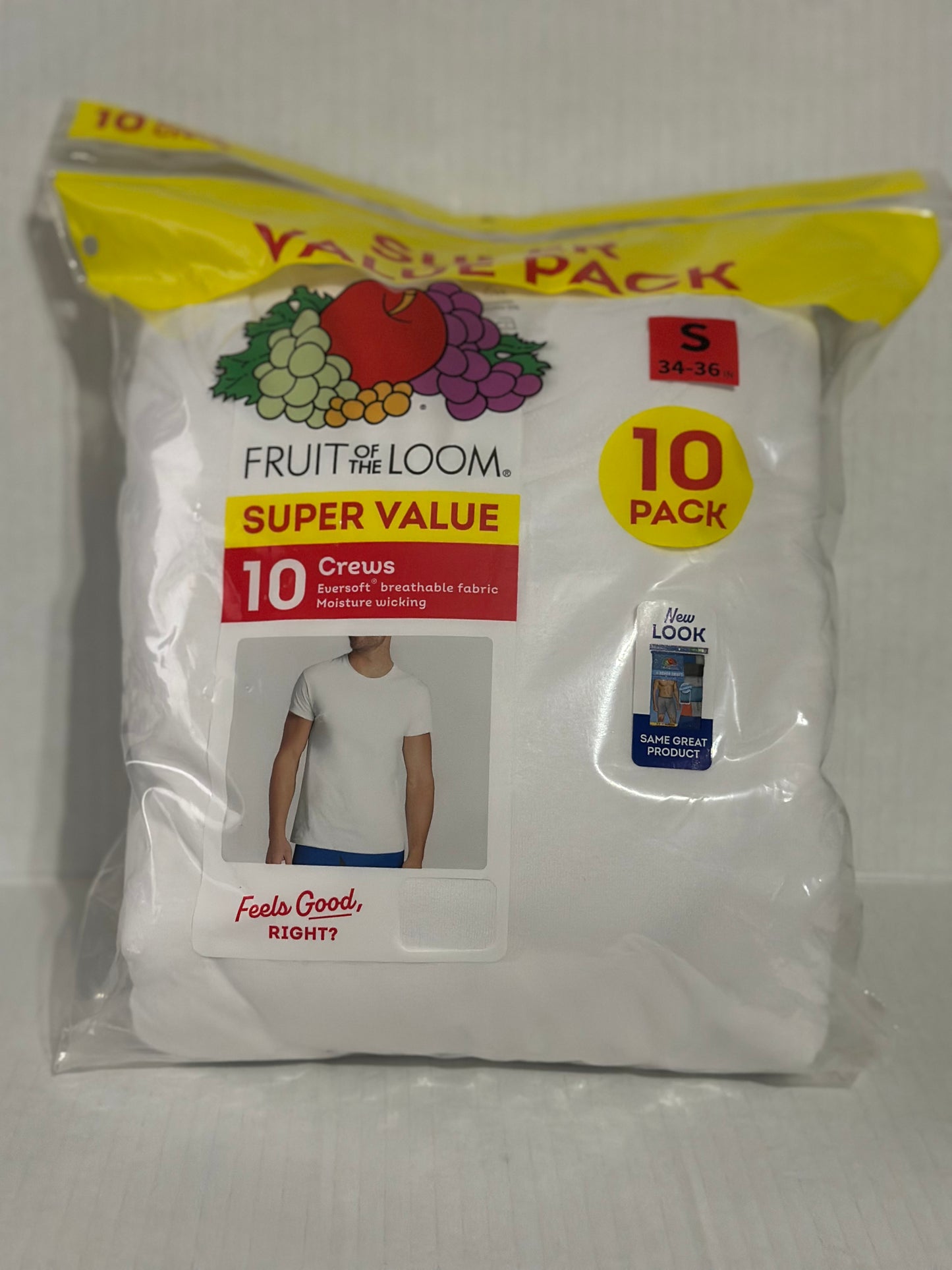 Fruit of the Loom Men's Eversoft Crew T-Shirt Undershirts, Super Value 10-Pack