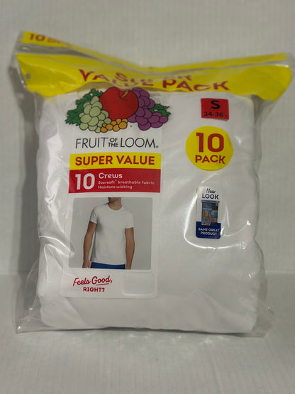 Fruit of the Loom Men's Eversoft Crew T-Shirt Undershirts, Super Value 10-Pack