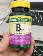 Load image into Gallery viewer, Spring Valley B12, 1000mcg 60 tablets
