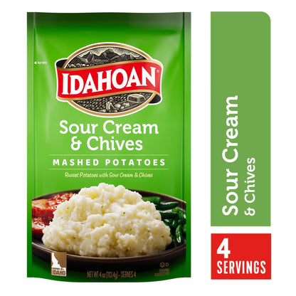 Idahoan Sour Cream & Chives Mashed Potatoes, 4 oz Pouch
